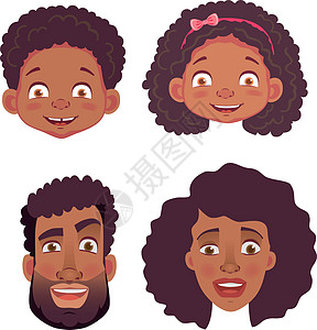非洲人的感情和情感爆炸黑人笑声喜悦成功插图男人女性女士卡通片图片