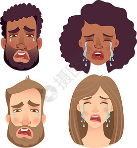人表情的情绪男人哭泣卡通片损失情感悲哀悲伤潮人男性女士图片