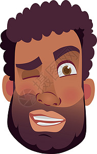 非洲人类的特征漫画男性符号头发成功胡须爆炸卡通片插图黑色图片