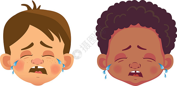 男孩字符组的表情青少年泪珠孩子们哭泣情感尖叫卡通片化身爆炸眼泪图片