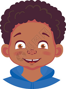 非洲男孩肖像微笑孩子们卡通片笑声青少年喜悦头发情感男生插图图片