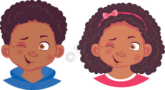 非洲男女儿童肖像画女孩头发孩子们化身女性喜悦情感孩子卡通片潮人图片