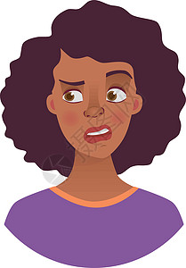 非洲妇女肖像画眼睛青少年情感卡通片黑色女人厌恶插图挫折女性图片