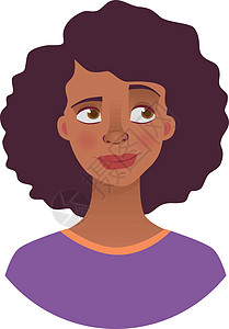 非洲妇女肖像画女人插图卡通片思考黑色沉思琢磨女孩解决方案女士图片