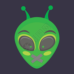 异形头  静音表情绿色矢量动物飞碟火星黑色符号外星人背景图片