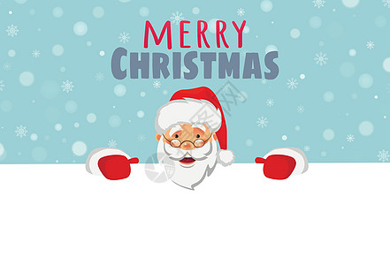 圣诞老人拿着大横旗快乐手套小样插图横幅微笑帽子图片