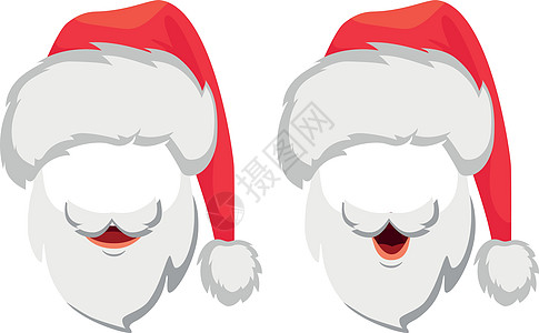 圣诞老人帽子和胡子套面具胡须派对插图海报剪影卡片乐趣背景图片