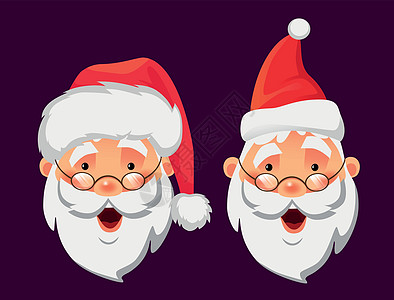 圣诞老人帽子圣诞老人头微笑帽子插图快乐图标插画