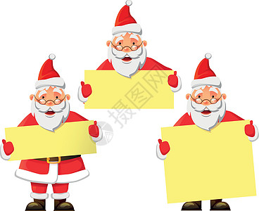 持有海报的圣诞老人插图笑声广告缺口帽子横幅木板卡通片成功胡须图片