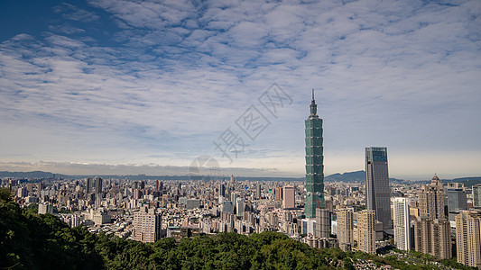 从台北台北的山上看台北市风景场景地标旅行市中心摩天大楼商业天际建筑学景观办公室图片