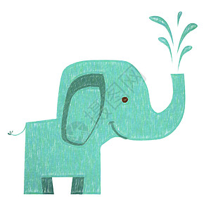 动物大象白色哺乳动物孩子野生动物插图动物园树干手绘绘画图片