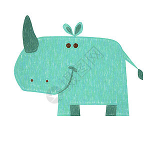 动物组犀牛野生动物插图荒野手绘哺乳动物动物群绘画孩子喇叭背景图片