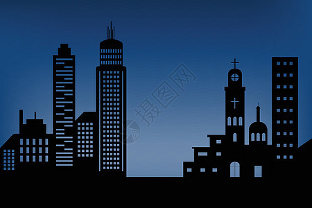 市景建筑大楼SIIhouette城市景观建筑天空生长房子住宅水平繁荣墙纸商业蓝色黑色图片