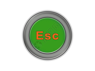 绿色三维按钮标签为 Esc 白色背景图片