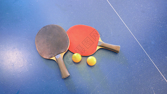 台式网球或乒乓球桌的顶端视图闲暇木头乒乓团体爱好桌子球拍乐趣运动黑色图片