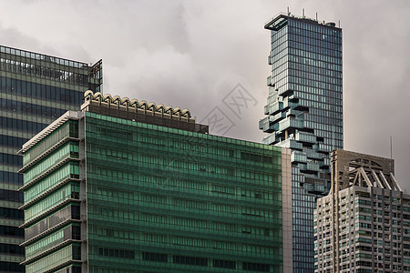 曼谷市中心现代办公大楼详情 现代电弧慢跑阴影财产商业建筑物玻璃建造城市地平线办公室图片
