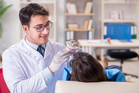 病人看牙医 进行定期检查和补足手术考试外科药品男人假牙治疗矫正牙科学检查图片
