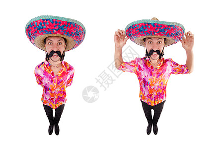 带薄帽的滑稽墨西哥人男性微笑乐趣衣服幸福成人边帽主义帽子拉丁图片