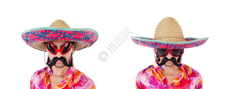 带薄帽的滑稽墨西哥人文化微笑主义大男子边帽漫画收藏帽子拉丁胡子图片