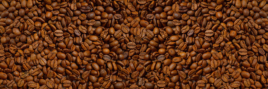 烤咖啡豆横幅背景 棕咖啡豆纹理面条宽幅图片