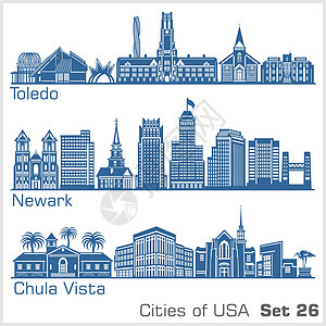 美国各城市     托莱多 纽瓦克 丘拉维斯塔 详细结构 趋势矢量说明图片