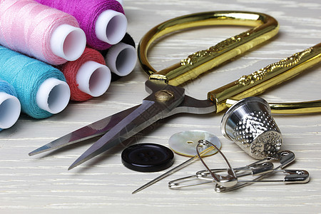 剪刀和缝纫用品 棉针图片