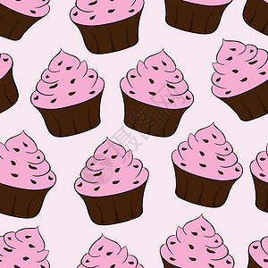 甜甜甜点加莓奶油 斯特罗伯利味 无缝模式 维克特插图 冰淇淋和糖浆的味道图片