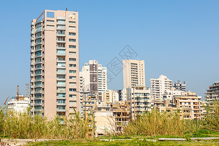 贝鲁特市的住宅区和建筑物 黎巴嫩贝鲁特中心住宅建筑学地标海岸全景建筑景观公约首都图片