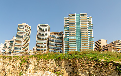 贝鲁特市的住宅区和建筑物 黎巴嫩贝鲁特建筑风景住宅蓝色房屋首都建筑学街道积木景观图片