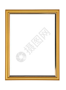 一个孤立的白色背面的古董木板和金色相框橙子框架镜子装饰品正方形摄影装饰博物馆风格相片图片