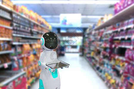 在超市的机器人 人造情报技术SHO图片