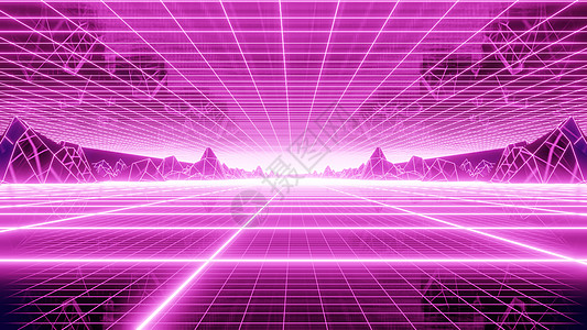 80年代的雷特罗网状山技术科幻日落派对传单网格气件潮人浪潮音乐图片