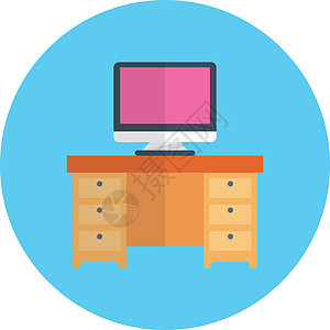 服务台桌子白色插图网络屏幕办公室房子家具监视器工作图片