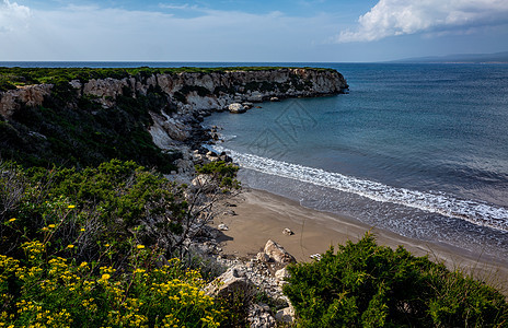 塞浦路斯岛的地貌景观海洋岩石旅行海岸蓝色日落保护区自然保护区冲浪蓝天图片