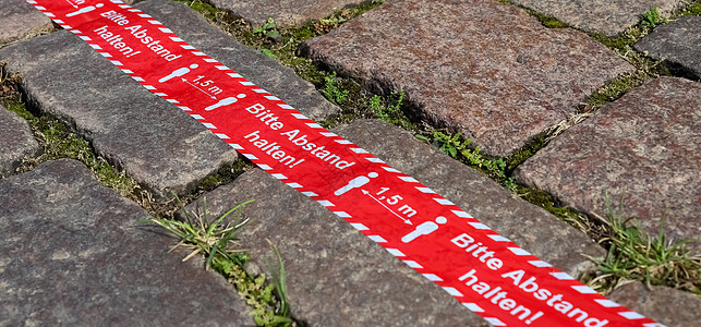保持德国语言的距离符号  1预防地面民众街道安全社交保健注意力警告仪表图片