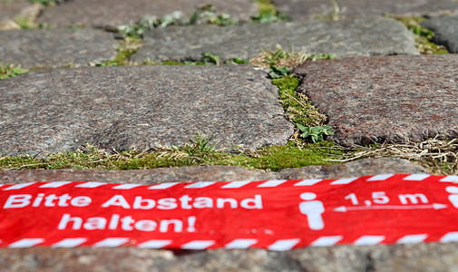 保持德国语言的距离符号  1仪表卫生社交地面封锁人行道安全保健预防暴发图片