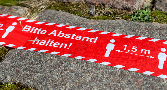 保持德国语言的距离符号  1预防注意力隔离人行道仪表民众地面公共场所保健卫生图片