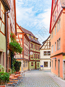 德国巴伐利亚罗森堡市街道木头天空文化旅游联盟游客历史住宅历史性图片