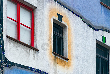 维也纳住房奥地利 奥地利 欧洲历史城市住宅百水蓝色窗户旅行旅游房子建筑图片