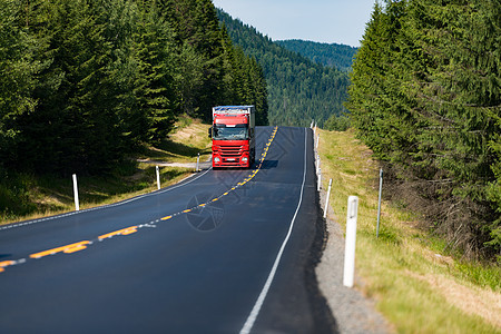 挪威 欧洲的公路卡车 阳光日图片