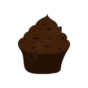 在白色背景隔绝的巧克力杯形蛋糕 矢量图育肥小吃生日漩涡面包冰镇烹饪糖果礼物奶油图片