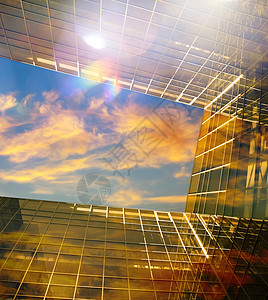 黄色建筑对未来的窗口 未来派现代建筑结构背景