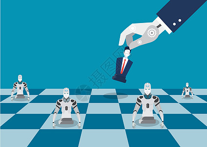 机器人亲手玩象棋图 简单演示机器人像棋策略 而不是商务人士概念图片