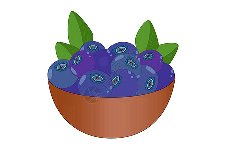 一碗美味的多汁蓝莓 被白背景隔绝图片