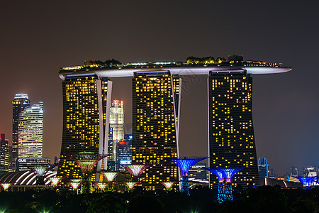 新加坡夜晚的天线视图地标建筑商业景观螺旋旅游博物馆市中心城市摩天大楼图片