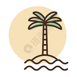 海浪矢量 ico 岛上的热带棕榈异国插图旅行情调海岸天堂海洋海景假期海滩图片