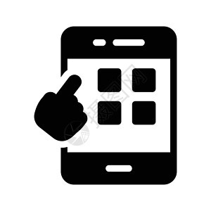 触碰光标电话手机服务按钮手指插图技术黑色指针背景图片