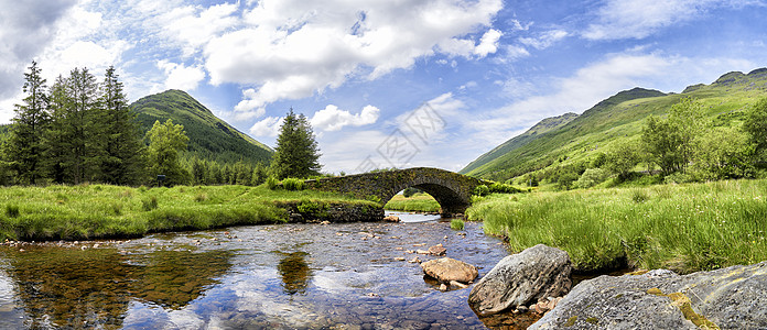 黄油桥绿色岩石溪流风景乡村公园丘陵花岗岩农村树木图片