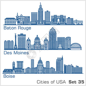 美国城市 Des Moines Boise 详细结构 趋势矢量说明图片