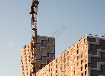 建筑工地城市起重机房子项目天空财产住房建筑学公寓住宅图片